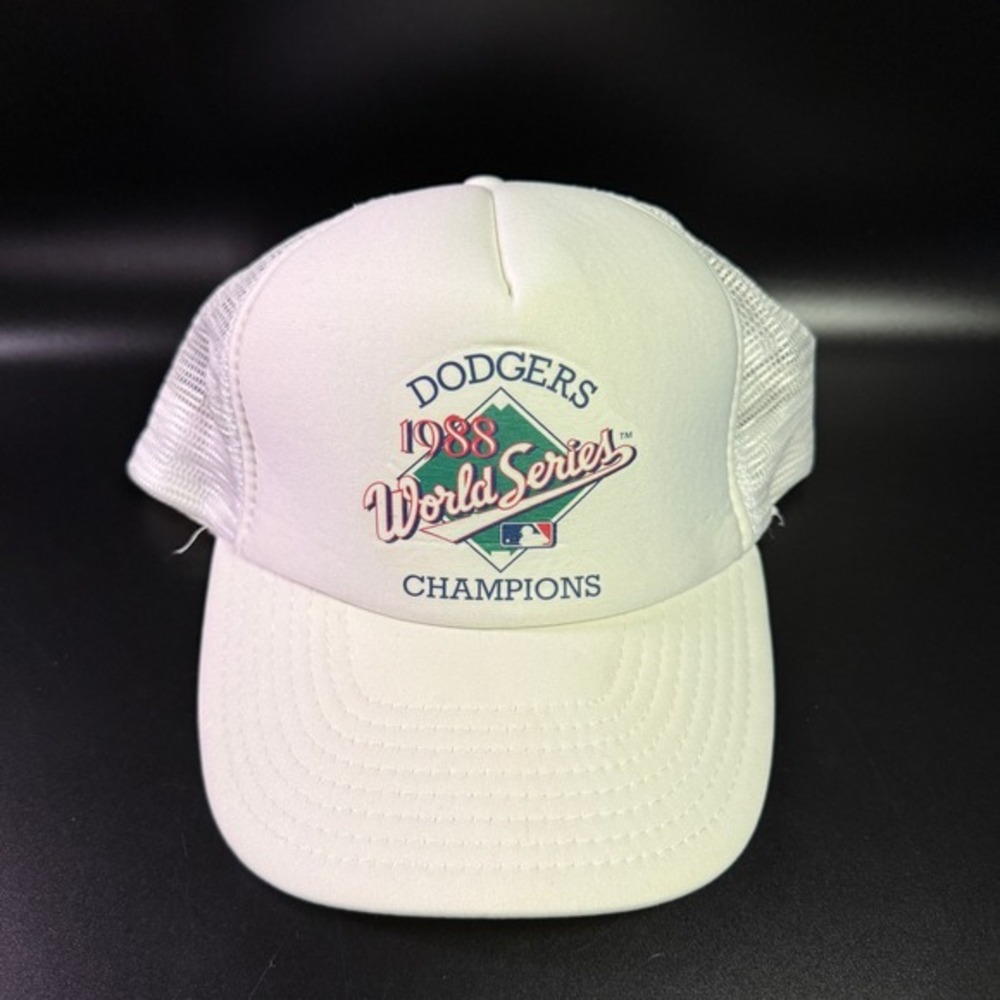 Dodgers 1988 World Series Champions Nissin White‎ Foam Mesh Trucker Hat Mens OS